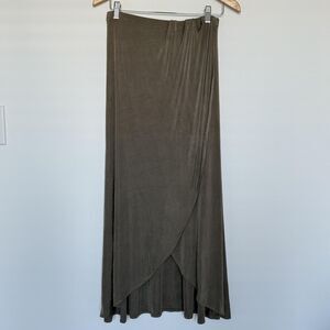 Free People Skirt Womens Small Olive Wrap Maxi Asymmetrical High Low OB969810